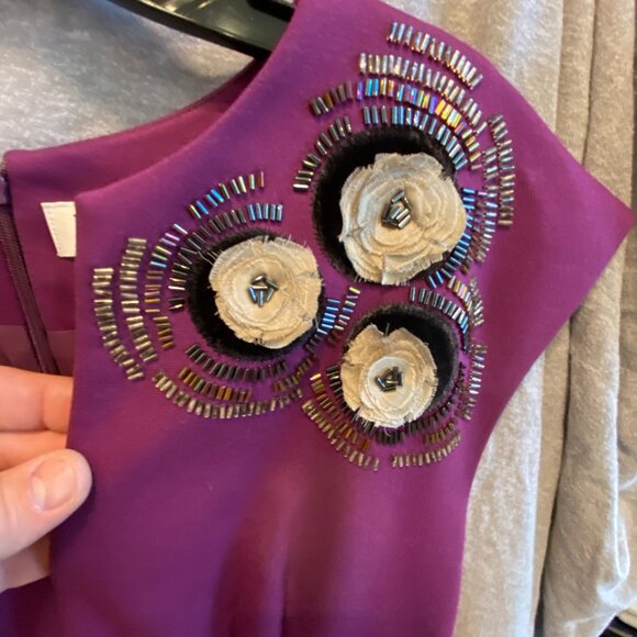 Trina Turk Women Floral Midi Dress Size 4 V Neck Shift Office - Picture 6 of 10